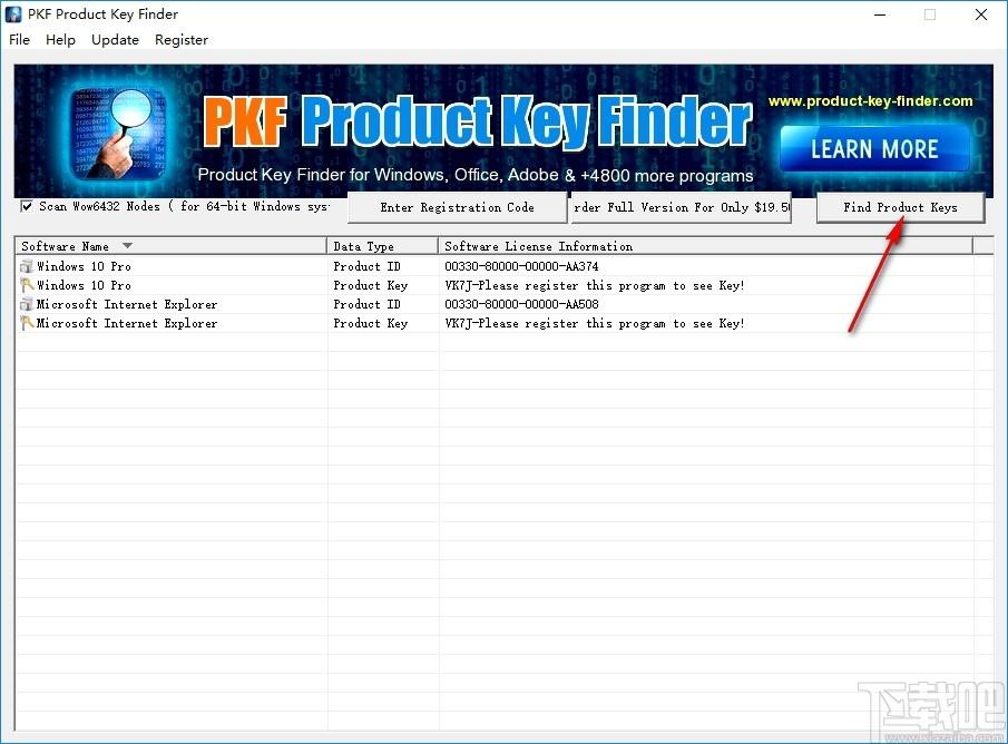PKF Product Key Finder下载,密码找回工具,密码恢复